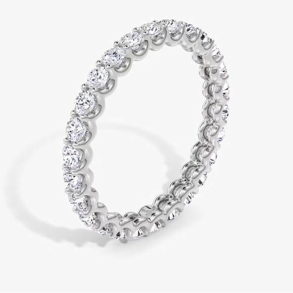 2.02 CT 14K White Gold SI Lab Diamond Ring Eternity Band Wedding Ring - Picture 1 of 7